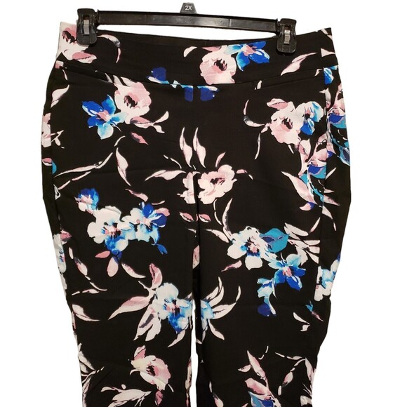 Lane Bryant 14R The Allie Skinny Ankle Pants Black Floral Stretchy - Picture 6 of 8